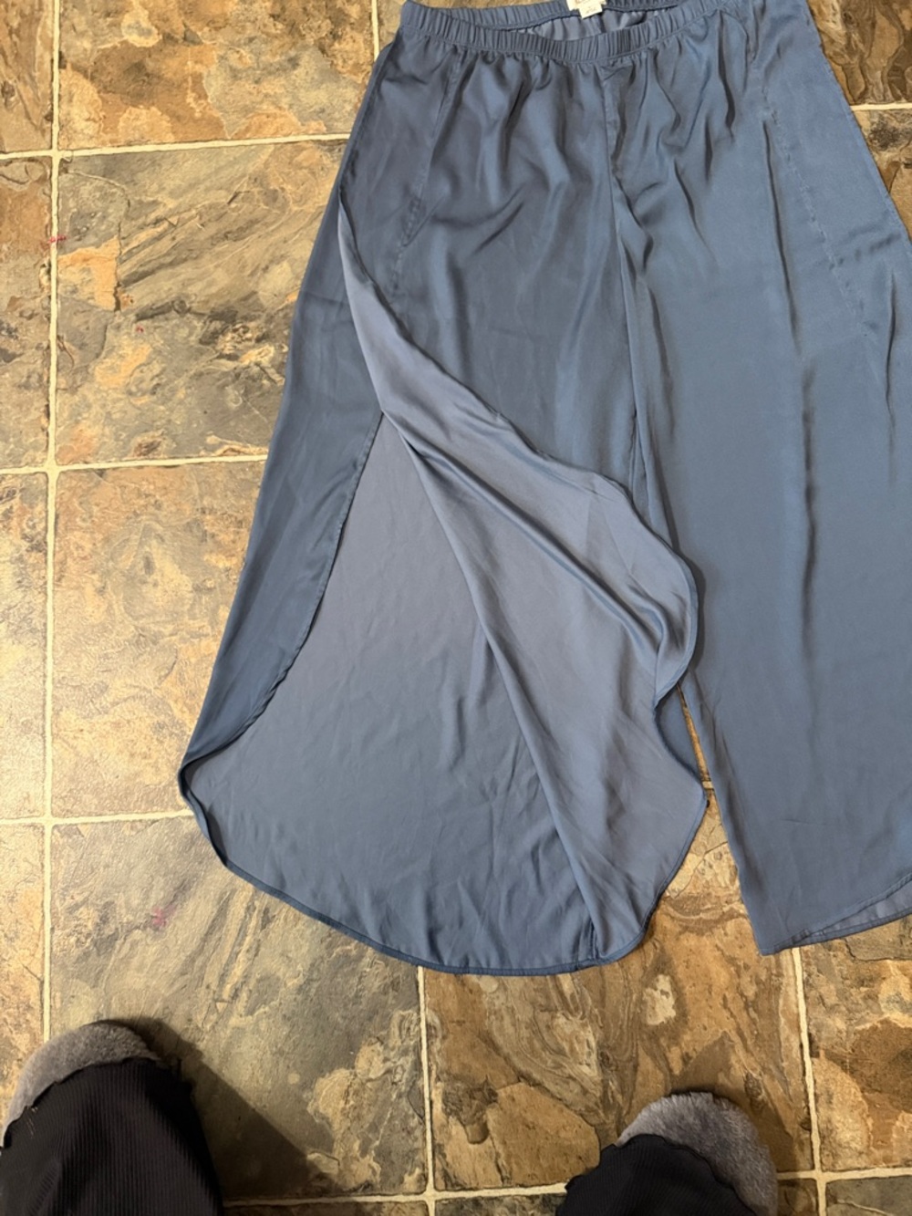 UpWest Flowing Wide-Leg Split Hem Pants in Slate - Picture 2 of 4